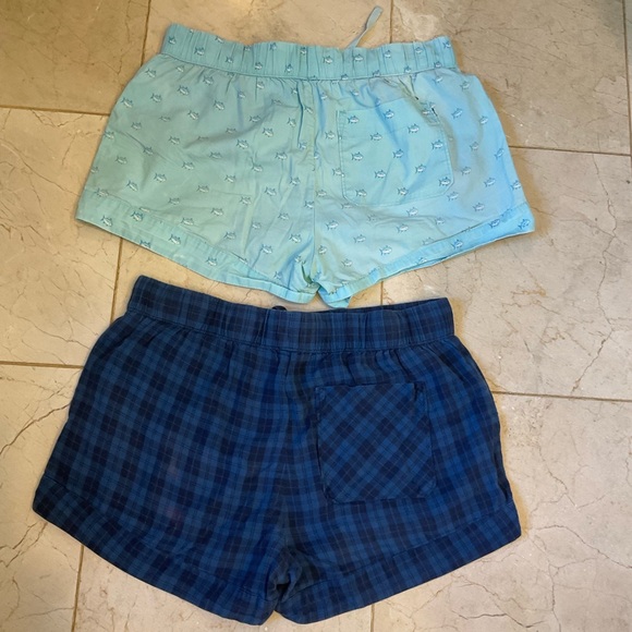 Southern Tide Cotton Shorts (2), sea green, navy plaid, drawstrings pockets Sz S - Picture 15 of 16